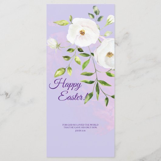 復活した宗教的クリスチャン引用文ラベンダーイースター メニュー (裏面)