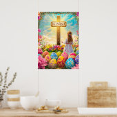 復活した復活祭の十字架 ポスター (キッチン)