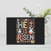 復活のイエス フローラル キュート イースター バニー ウサギ 招待状 (スタンド正面)