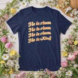 復活のキリストは王なり レトロフォント ヴィンテージイースター トライブレンドTシャツ