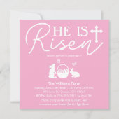 復活のピンクイースターお祝い招待状 招待状 (正面)