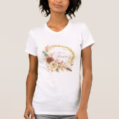 復活のボヘミアンフラワーリースイースター Tシャツ (正面)