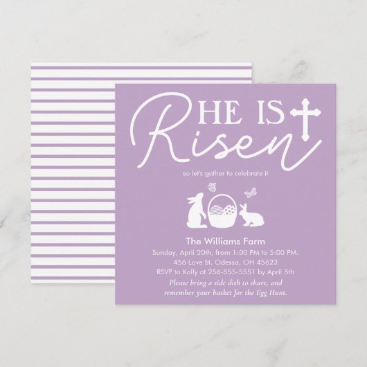 復活のラベンダーミストイースター招待状 招待状 (正面/裏面)