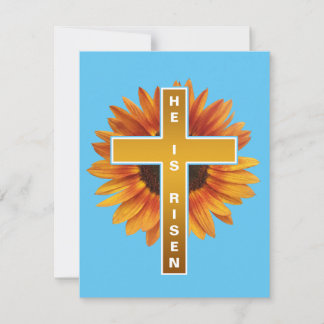 復活の主 イースター お祝い 十字架 ヒマワリ 招待状