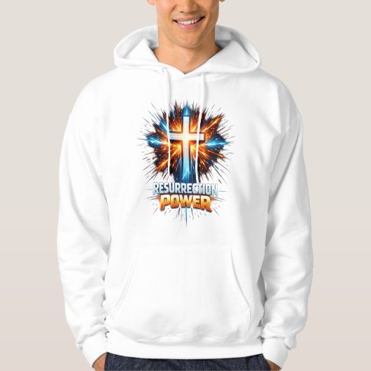 復活の力 キリスト教の十字架Tシャツ パーカ (正面)