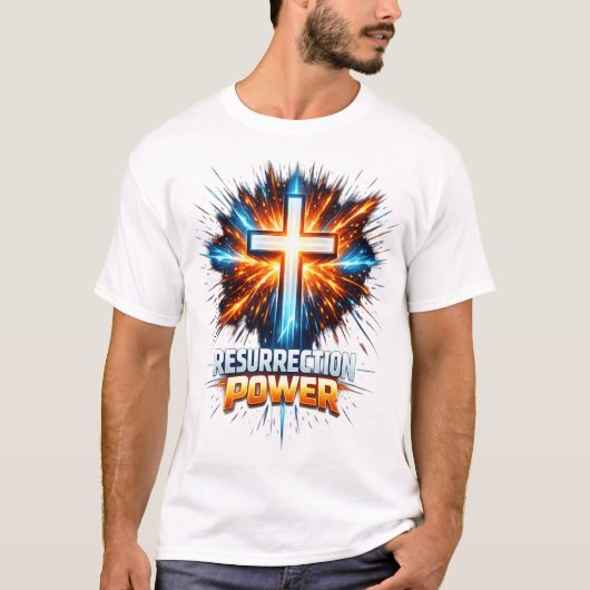 復活の力 キリスト教 十字架 Tシャツ (正面)