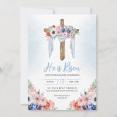 復活の十字架 イースター 春の祝い 招待状 (正面)