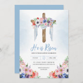 復活の十字架 イースター 春の祝い 招待状 (正面/裏面)