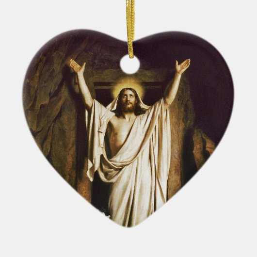 復活の後マリアと共にイエス セラミックオーナメント (正面)