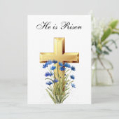 復活の水彩画イースターコーンフラワー 招待状 (スタンド正面)