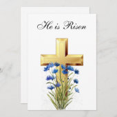 復活の水彩画イースターコーンフラワー 招待状 (正面/裏面)