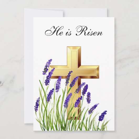 復活の水彩画イースターロベンジクロス 招待状 (正面)