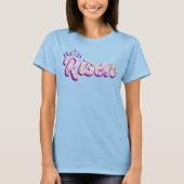 復活の紫の花のスクリプトのクリスチャンイースター Tシャツ (正面)