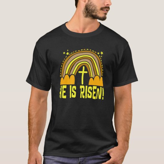 復活の虹イースター おしゃれ かわいい カトリック Tシャツ (正面)