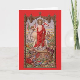 復活キリストと兵士が墓の復活祭で カード