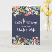 復活キリストの叔父と妻のイースター恵み カード (黄色い花)