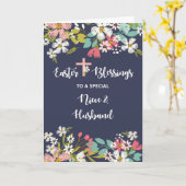 復活キリストの姪と夫のイースター恵み カード (黄色い花)