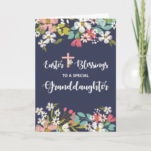 復活キリストの孫娘イースター恵み カード (正面)