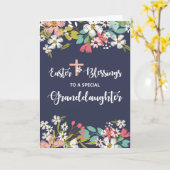 復活キリストの孫娘イースター恵み カード (黄色い花)