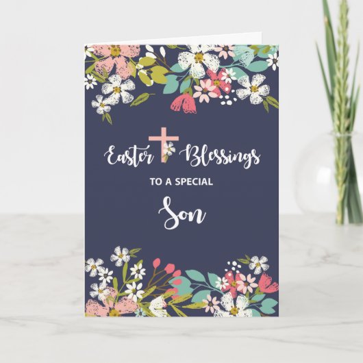 復活キリストの花の息子イースター恵み カード (正面)