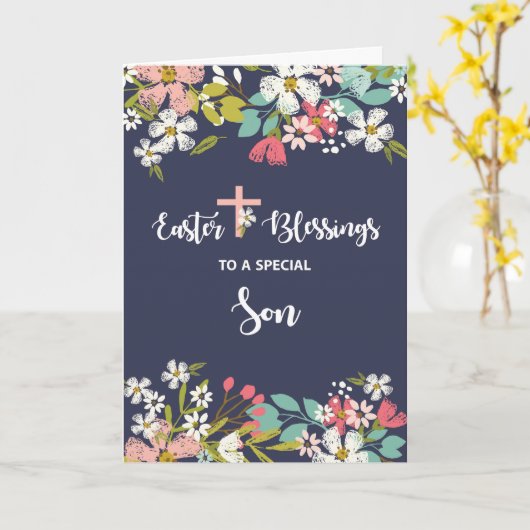 復活キリストの花の息子イースター恵み カード (黄色い花)