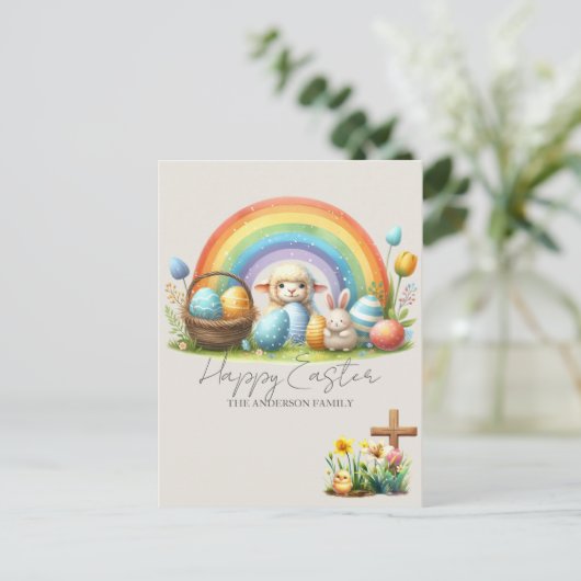 復活動物虹バニーファミリーネーム恵み シーズンポストカード (スタンド正面)