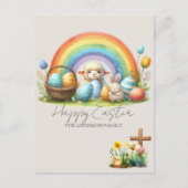 復活動物虹バニーファミリーネーム恵み シーズンポストカード (正面)