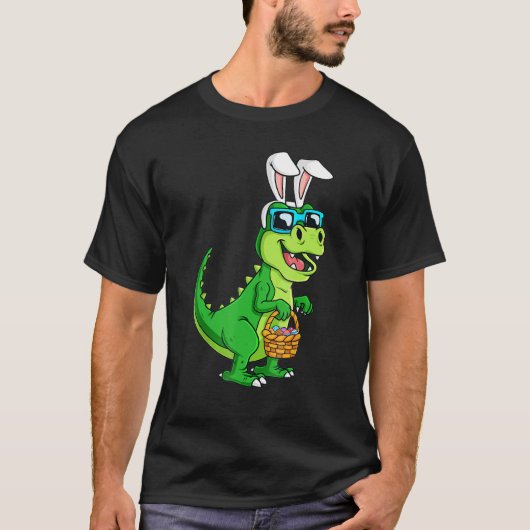 復活恐竜バニーレックスラー卵バスケットハッピーEa Tシャツ (正面)