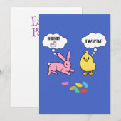 復活祭おもしろいのバニーとシックのシャツ 招待状 (正面/裏面)