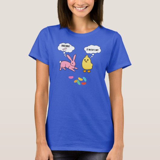 復活祭おもしろいのバニーとシックのシャツ Tシャツ (正面)