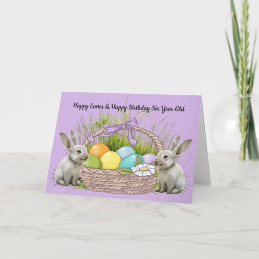 復活祭と誕生日カード(6歳) サンキューカード (正面)