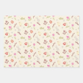 復活祭のかわいいドードルの動物と花 ラッピングペーパーシート (正面3)