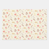 復活祭のかわいいドードルの動物と花 ラッピングペーパーシート (正面2)