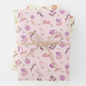 復活祭のかわいいドードルの動物と花 ラッピングペーパーシート (インサイチュ)