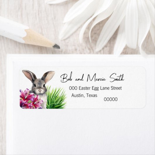 復活祭のためのバニーとスターガーザーリリー ラベル (インサイチュ)