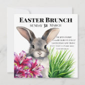 復活祭のためのバニーとスターガーザーリリー 招待状 (正面)