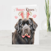 復活祭のためのバニー耳のニューファンドランド犬 シーズンカード (正面)