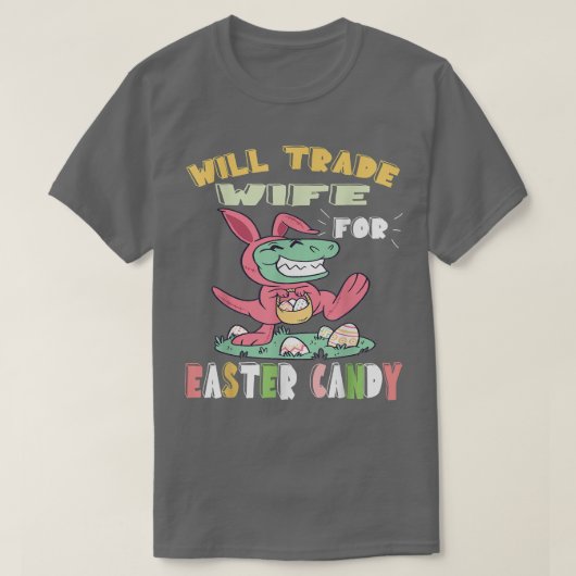 復活祭のキャンディ恐竜の妻を交換する Tシャツ (デザイン正面)