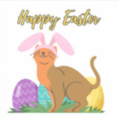 復活祭のステッカー、バニー耳と復活祭の卵と猫 シール (正面)