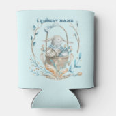 復活祭のバスケットに入ったバニーハッピーイースター文字 缶クーラー (裏面)