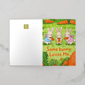 復活祭のバニーが大好き 箔グリーティングカード (外側レイダウン)