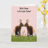復活祭のバニーである子供のためのイースターカード カード (黄色い花)
