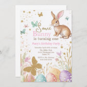 復活祭のバニーの誕生日 招待状 (正面/裏面)
