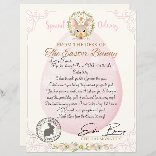 復活祭のバニーレターからの公式レター (正面/裏面)