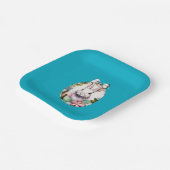 復活祭のパーティープレートとバニーとブルーの弓 ペーパープレート (傾斜あり)