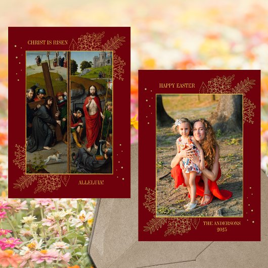 復活祭の十字架刑の復活の家族の写真 シーズンカード