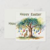 復活祭の卵とグムツリーの下のカンガルー シーズンカード (正面/裏面)