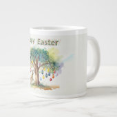 復活祭の卵とグムツリーの下のカンガルー ジャンボコーヒーマグカップ (正面右)