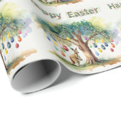 復活祭の卵とグムツリーの下のカンガルー ラッピングペーパー (ロールコーナー)