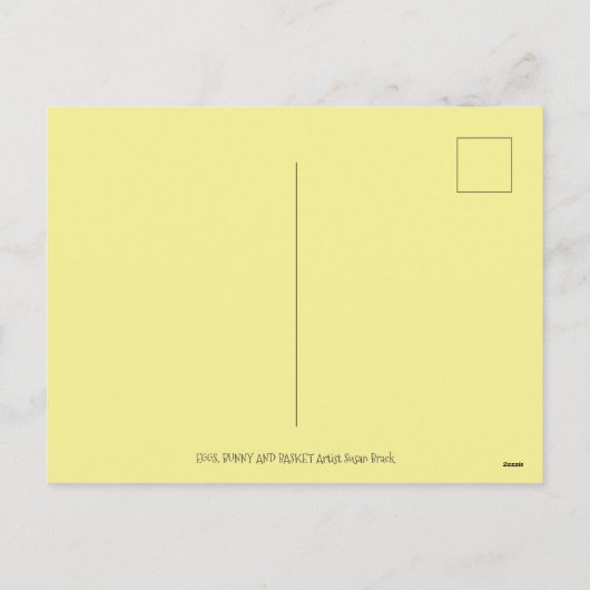 復活祭の卵とバニーと可愛いベビーピンクフラミンゴ シーズンポストカード (裏面)